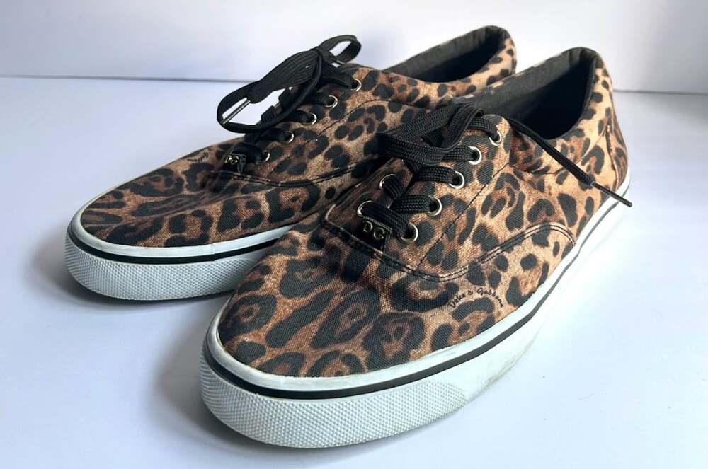 Dolce & Gabbana Leopard Print Canvas Trainers Size 9